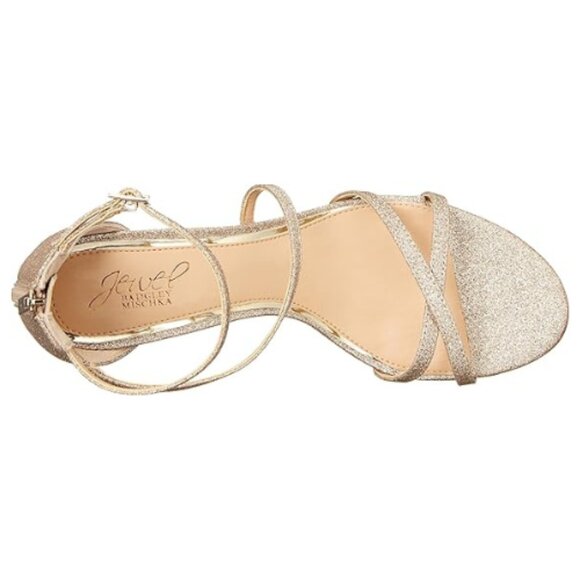 Jewel Badgley Mischka Women's Devorah Heeled Sandal Size 7 M Gold Glitter - Picture 5 of 7